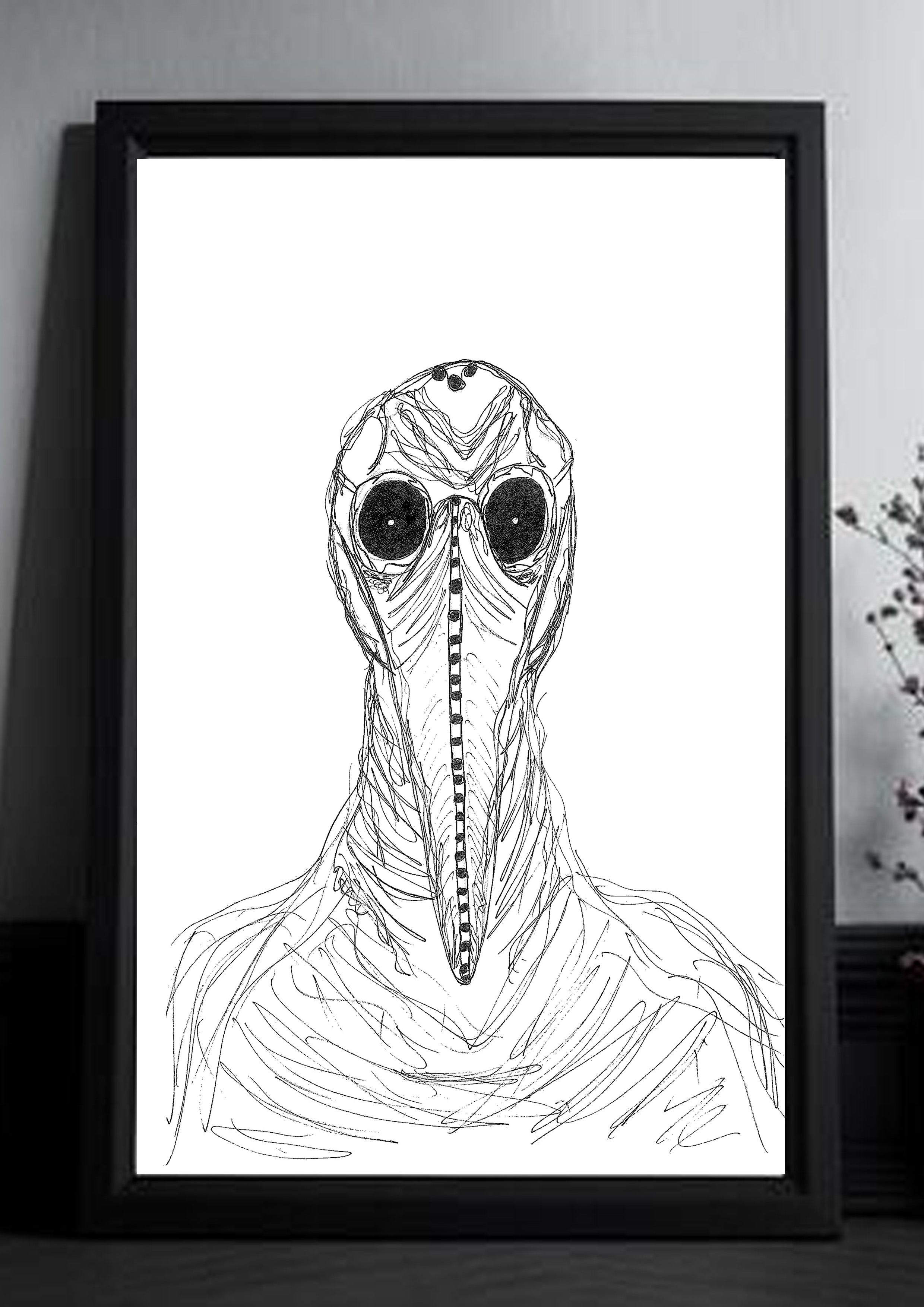 Plague Doctor Continuous Line Drawing Art Print
