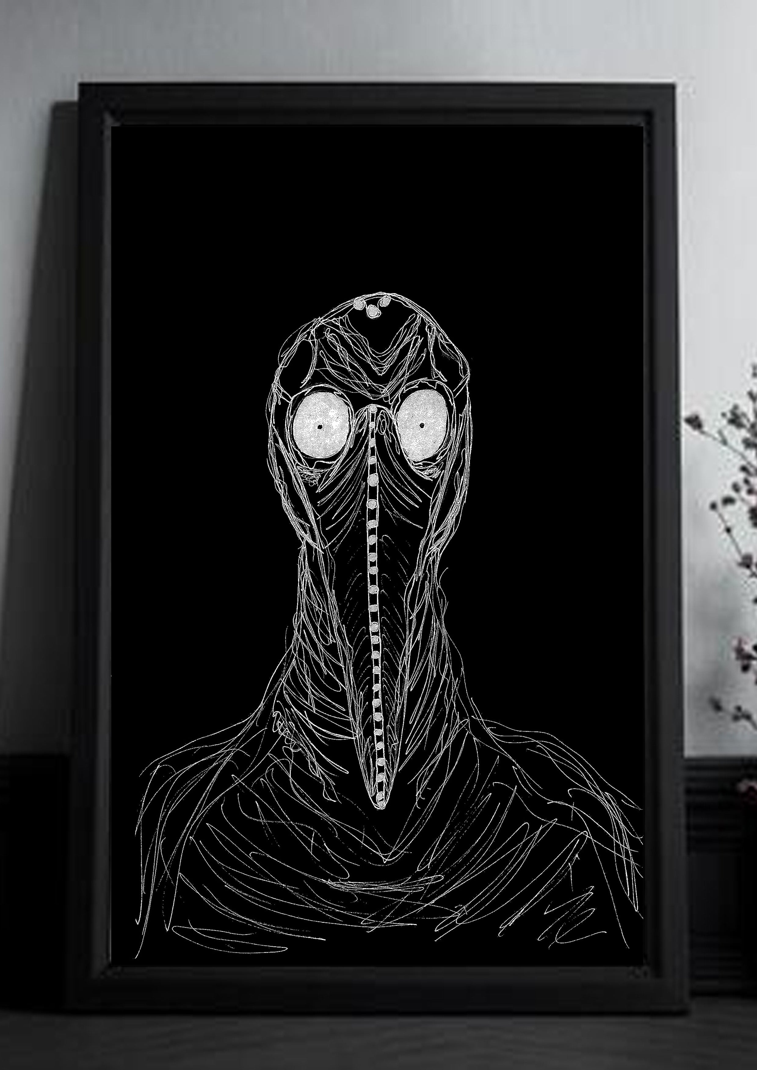 Plague Doctor Continuous Line Drawing Art Print