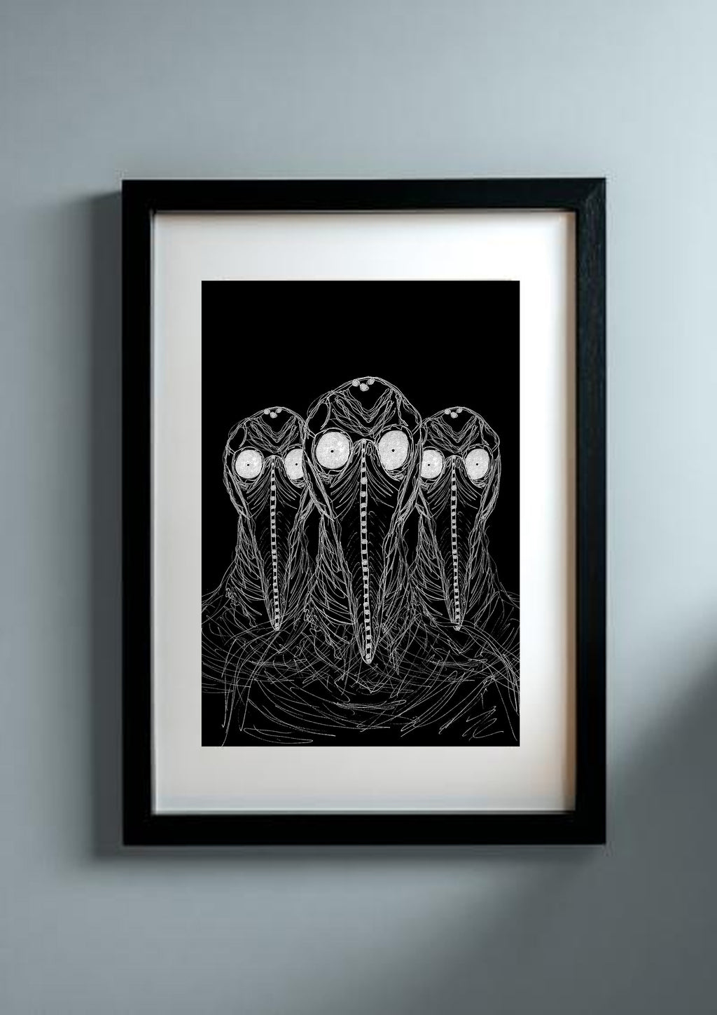 Three Plague Doctors Continuous Line Drawing Art Print