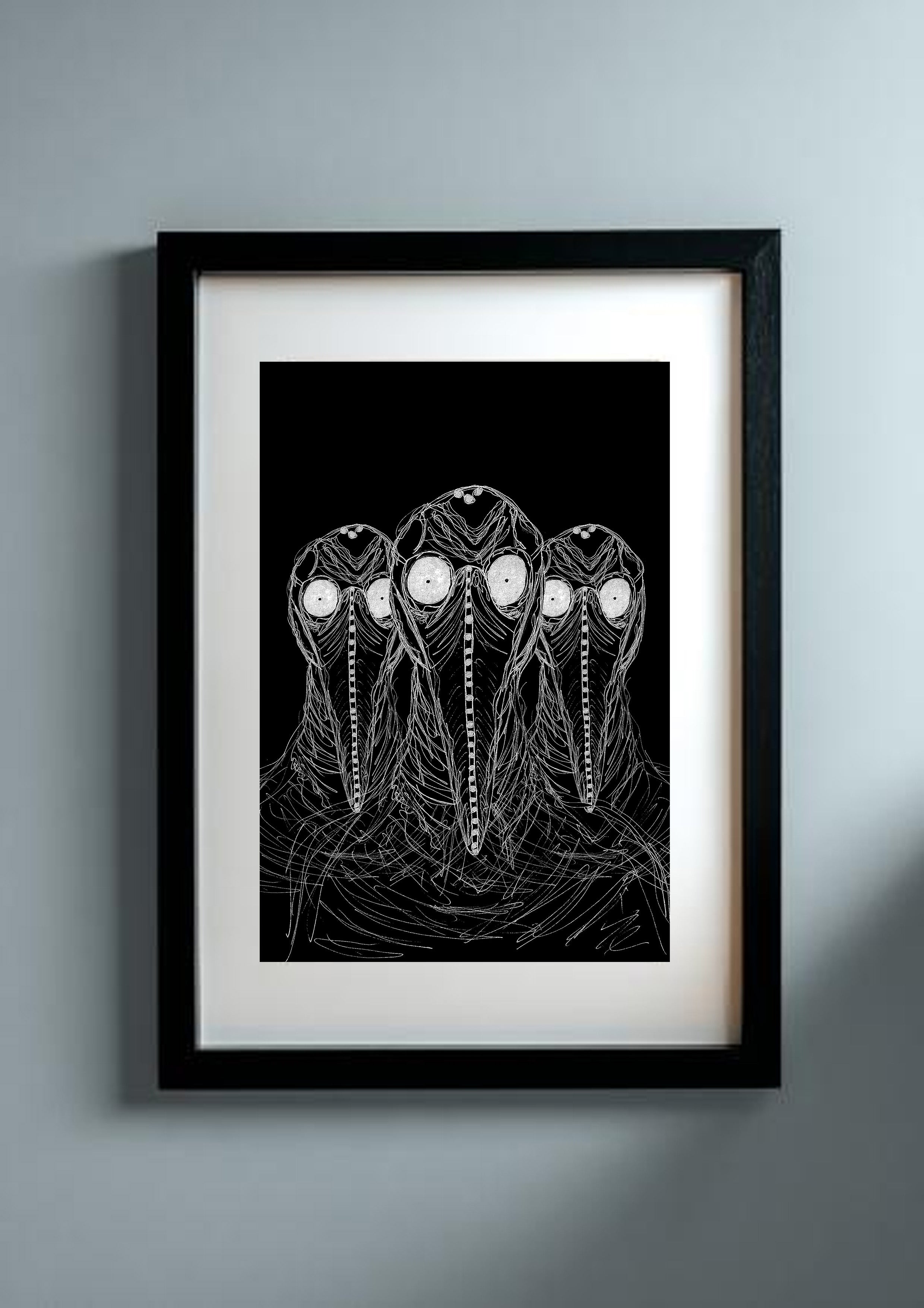 Three Plague Doctors Continuous Line Drawing Art Print