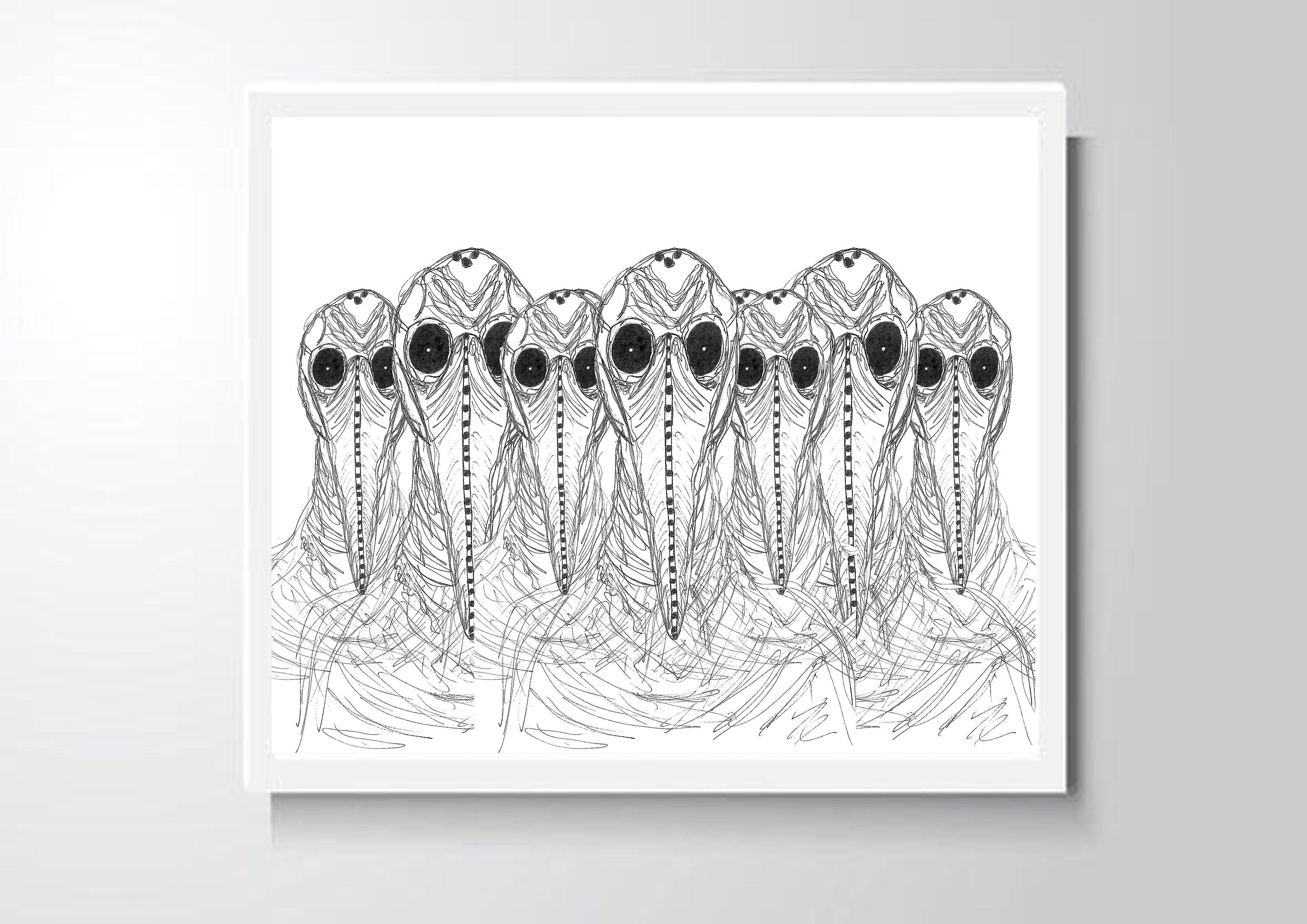 Cult of Plague Doctors Continuous Line Drawing Art Print