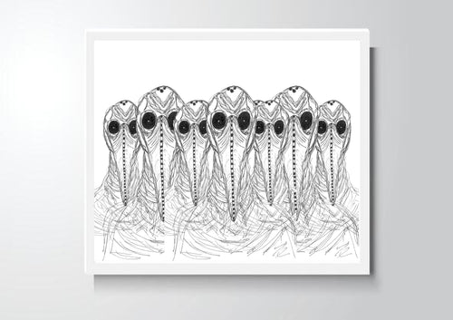 Cult of Plague Doctors Continuous Line Drawing Art Print