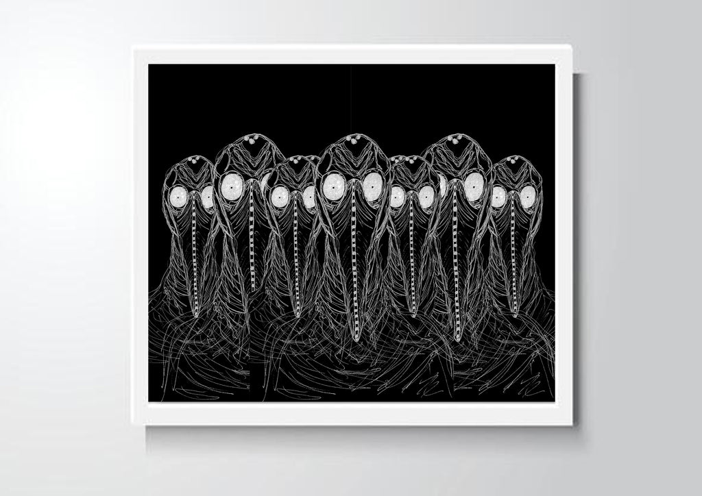 Cult of Plague Doctors Continuous Line Drawing Art Print