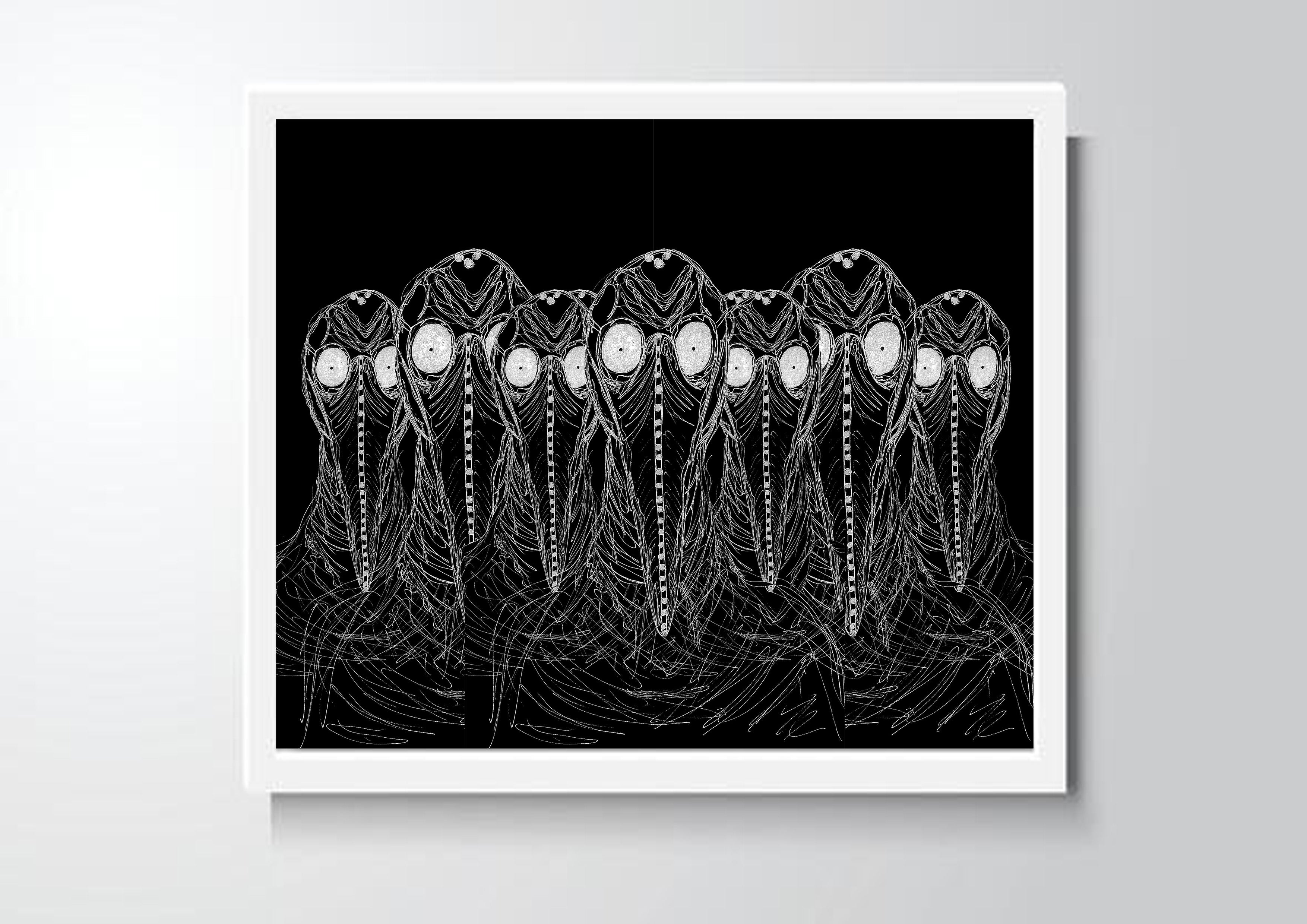 Cult of Plague Doctors Continuous Line Drawing Art Print