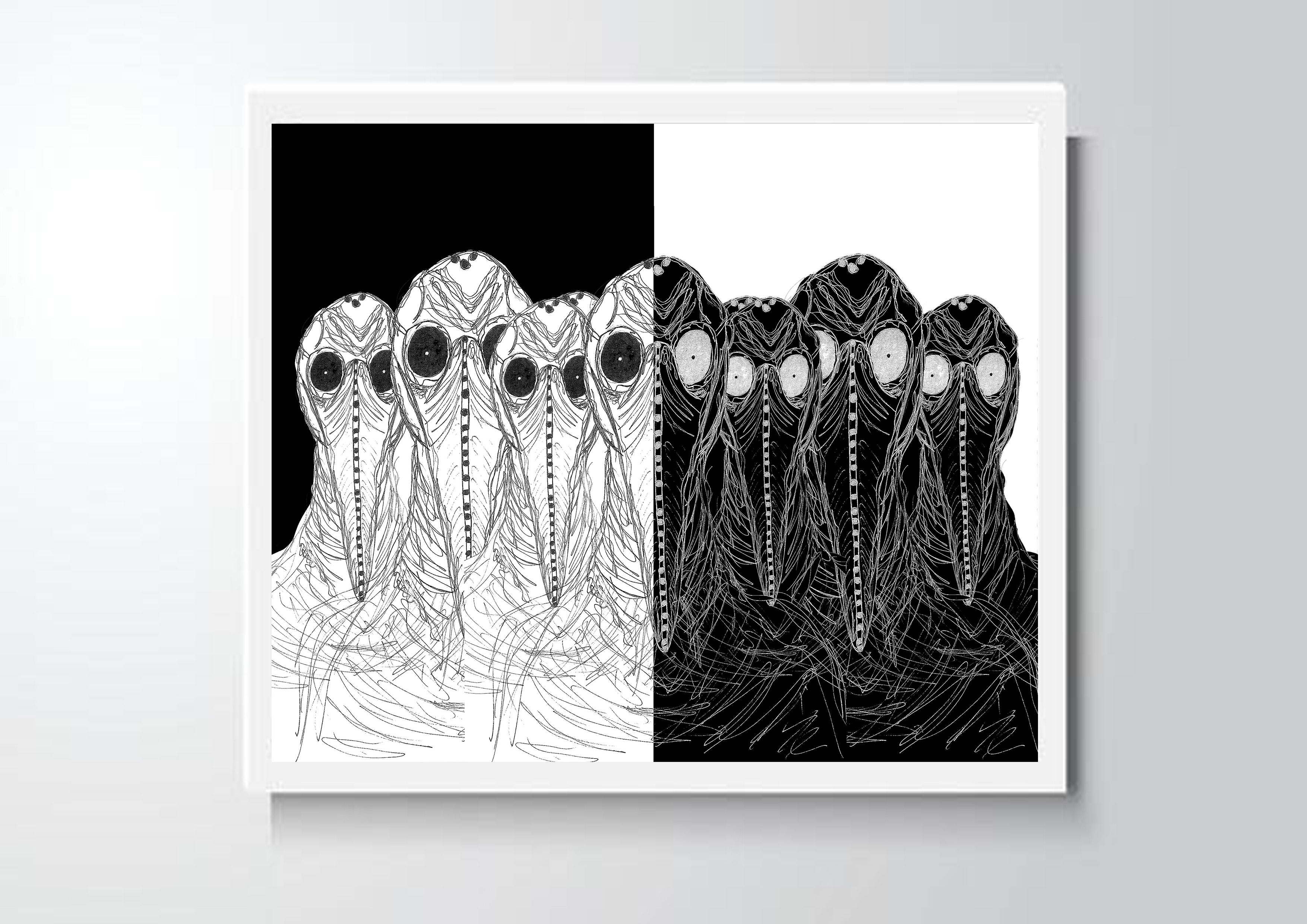 Cult of Plague Doctors Continuous Line Drawing Art Print