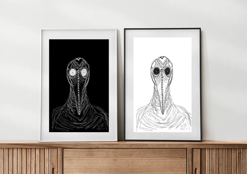 Plague Doctor Continuous Line Drawing Art Print