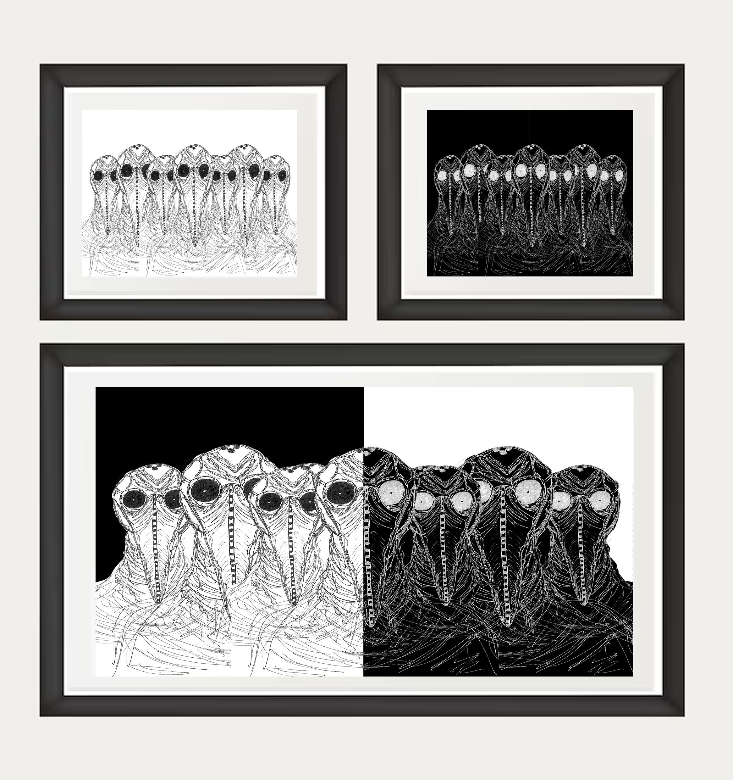 Cult of Plague Doctors Continuous Line Drawing Art Print
