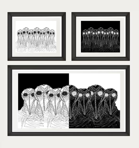 Cult of Plague Doctors Continuous Line Drawing Art Print