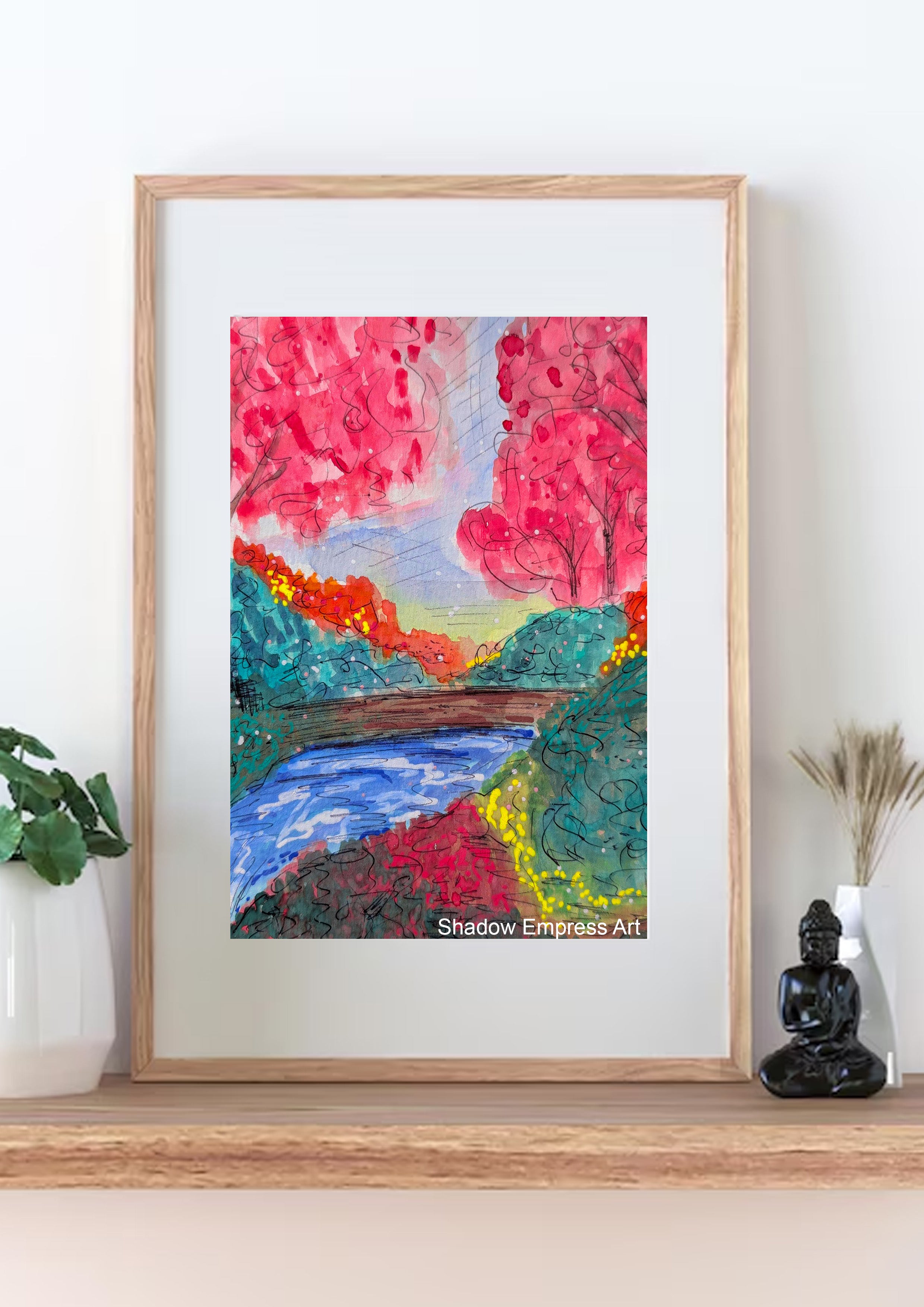 Vibrant Watercolour Landscape – Fine Art Print