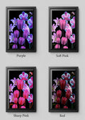 Midnight Flowers – Luminescent UV Floral Digital Art Print