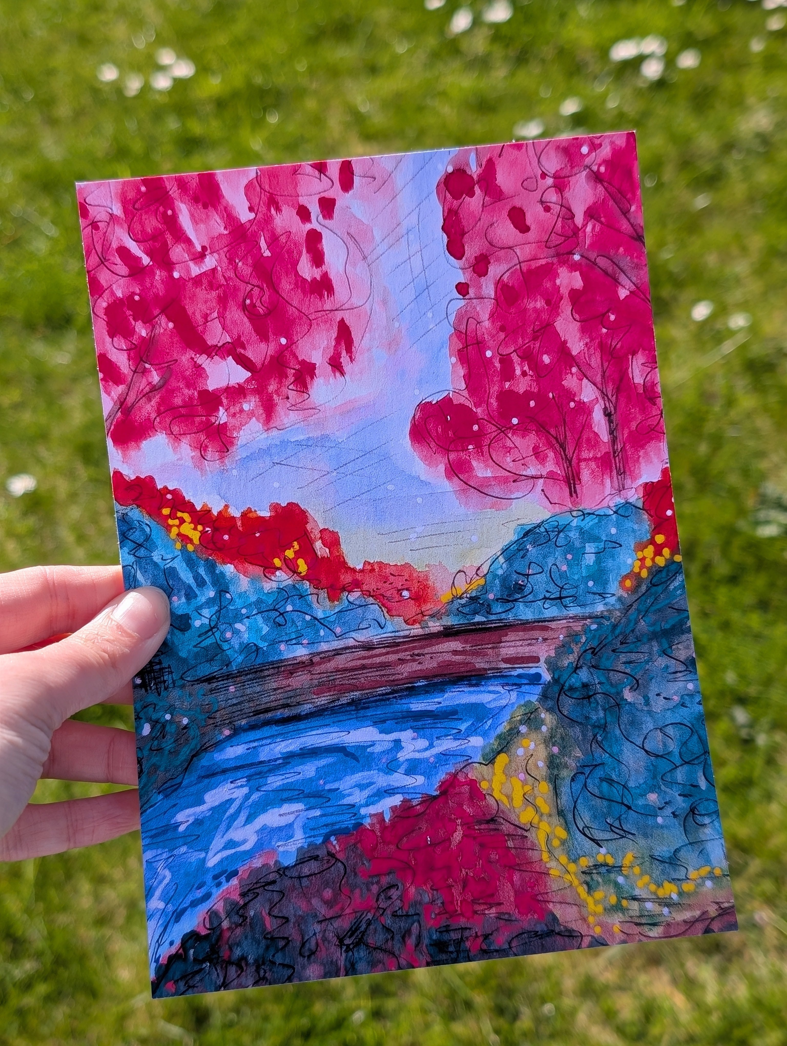 Vibrant Watercolour Landscape – Fine Art Print