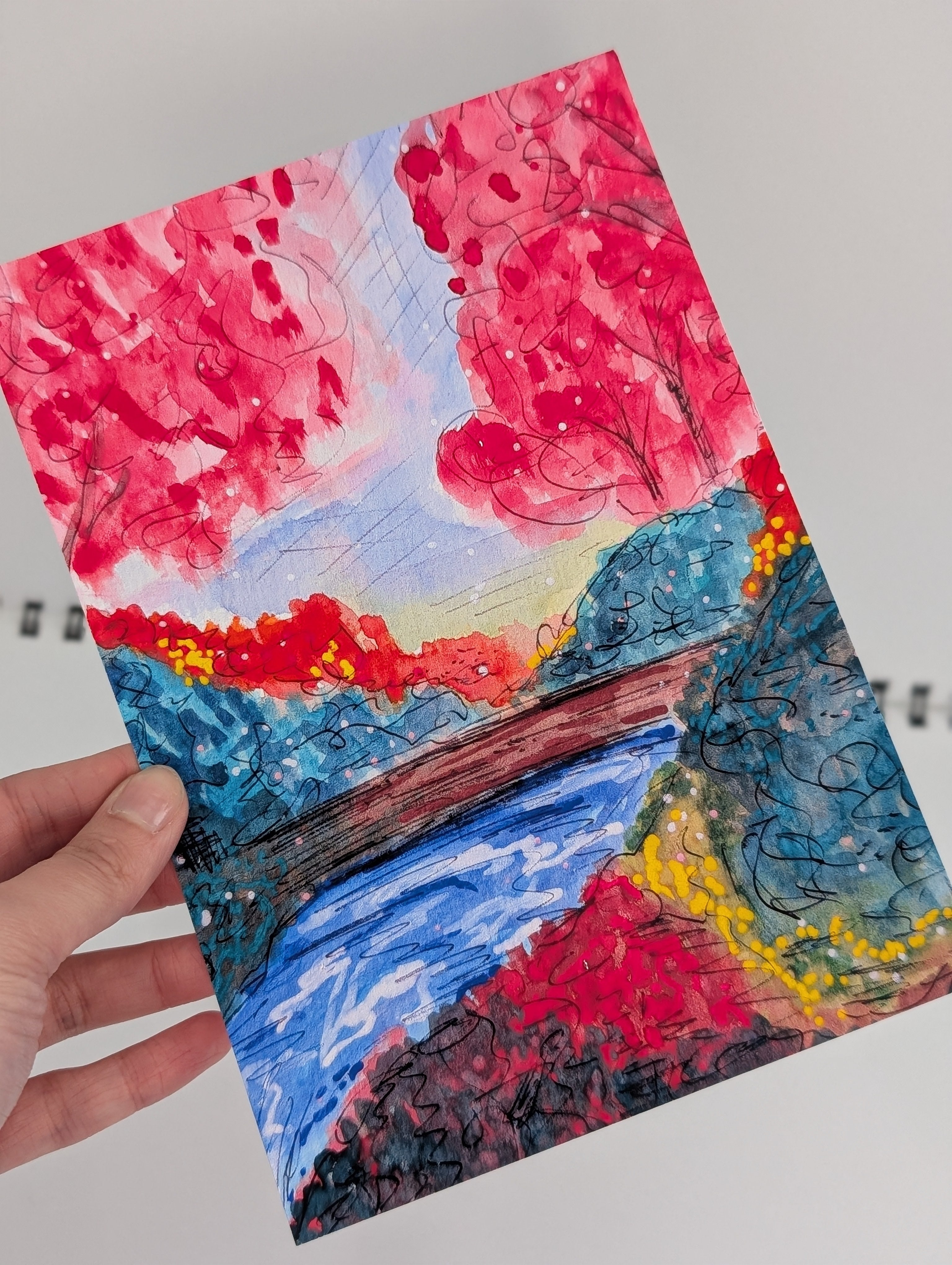 Vibrant Watercolour Landscape – Fine Art Print