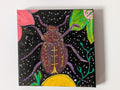 Purple Abstract Beetle Acrylic Painting – Original Mini Canvas 10cm × 10cm